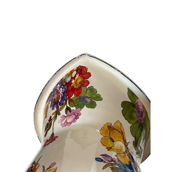 Mackenzie-Childs White Flower Market Large 12 Inch Tall Practical Enamel Pitcher - Picture 6 of 8